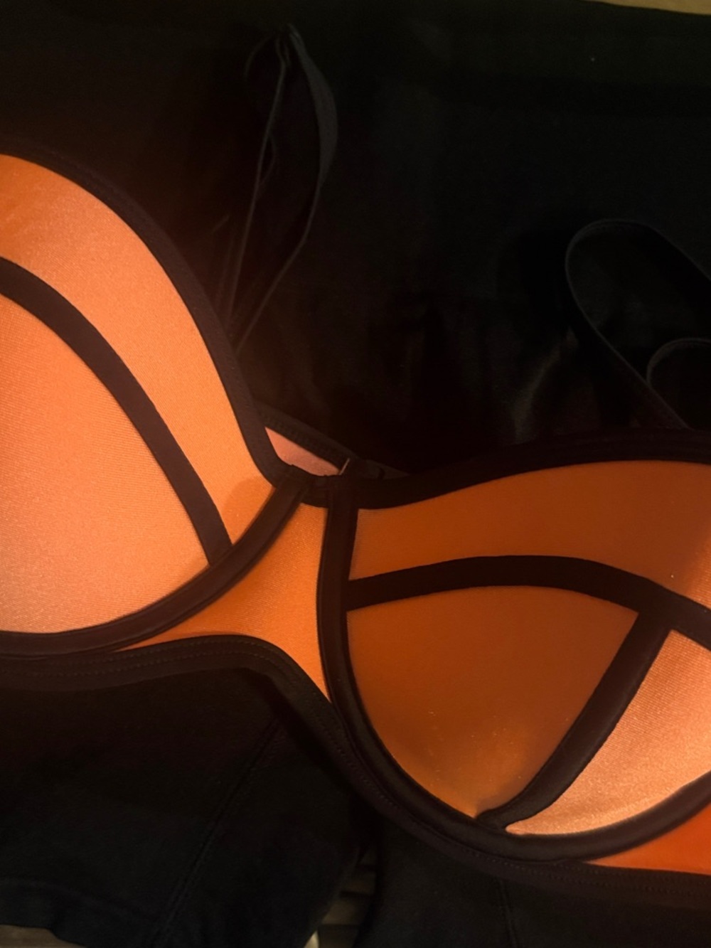 triangl swimwear Orange and Black Neoprene Bikini Top
